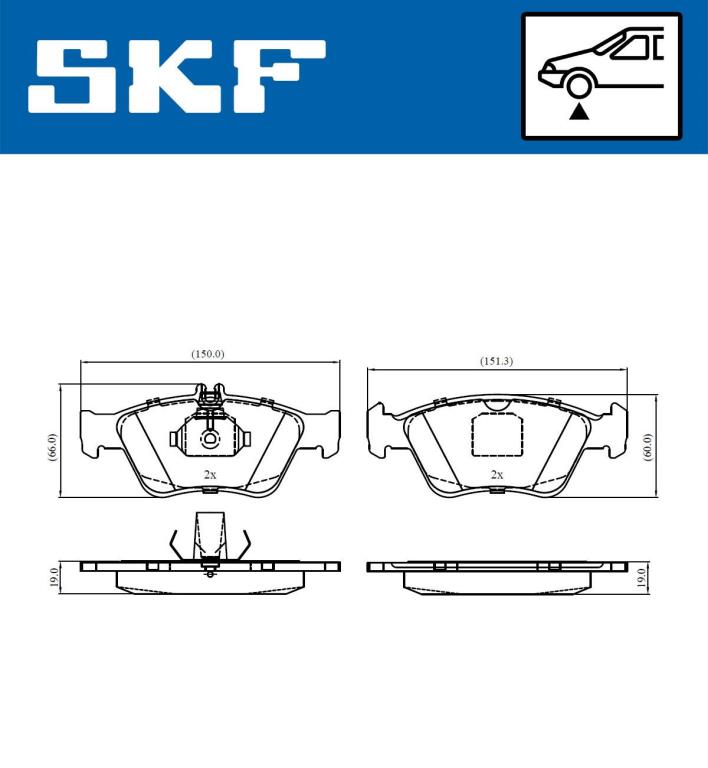 Jogo de 4 pastilhas de travão SKF ref. VKBP 80243